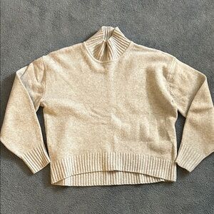 Cozy Light Gray Funnel Neck Women's Sweater